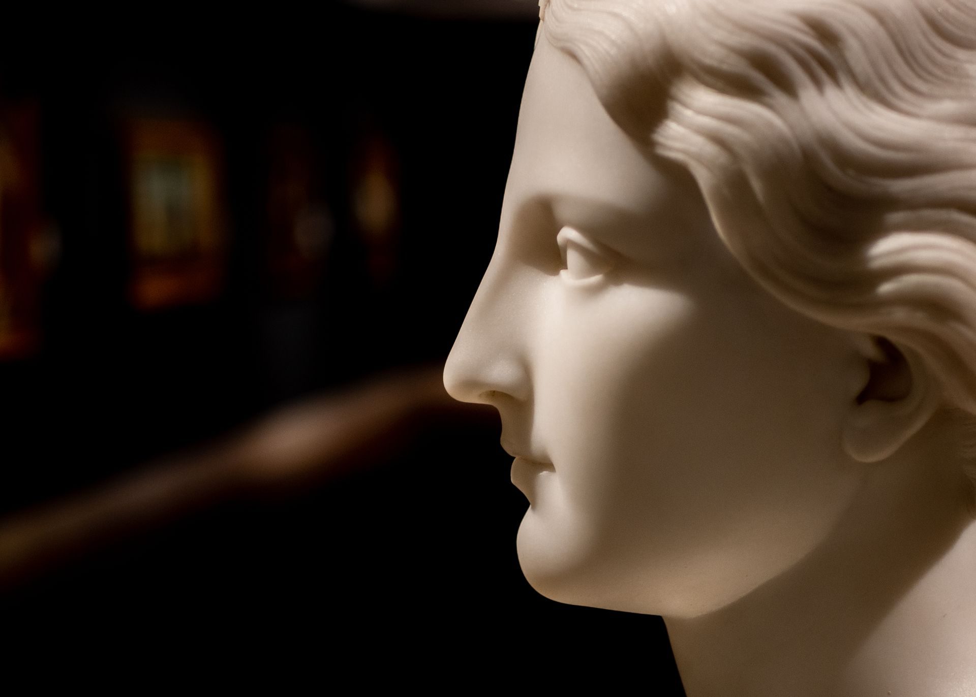 Perfil de una escultura clásica de mármol, símbolo de proporción y armonía en cirugía estética